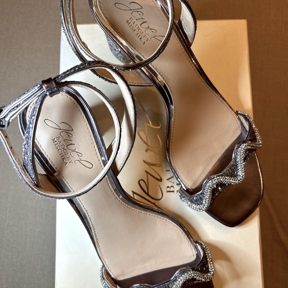 Jewel Badgley Mischka Glitter block heel sandal 7 1/2 - Picture 5 of 12